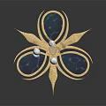 Elegant Flower Shaped Jewelry Brooch with Golden Petals Blue Gemstones and White Pearls