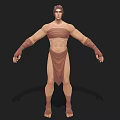 Muscular Man With Strong Physique In Cloth Wrapping Costume And Outstretched Arms