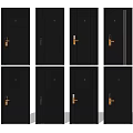 Black Security Doors With Various Designs And Golden Handles For Home Safety