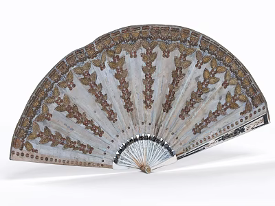 Vintage Decorative Ornament Set Featuring Butterfly Patterns And Floral Fan Design 3d model