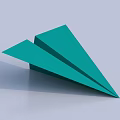 Green Paper Airplane On Light Background With Shadow And Minimal Design 3d model