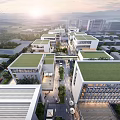 Aerial View of Modern Industrial Factory Complex with Greenery Roads Urban Surroundings and River
