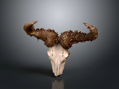 Artistic Ram Skull Sculpture With Intricate Carved Horns And Textured Details 3d model