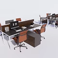 Open Office Layout Featuring Modern Desks With Computer Monitors And Ergonomic Chairs 3d model