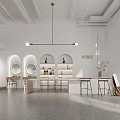 Modern Wedding Dress Shop Interior With Bridal Gowns Display Mirrors And Pendant Lighting