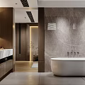 Modern Bathroom Interior Design With Marble Walls Shower Area Toilet And Closet