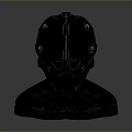 Protective Black Tactical Weapon Helmet With Yellow Lights On Display Stand 3d model