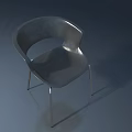 Modern Gray Chair With Curved Backrest And Smooth Metal Legs Design