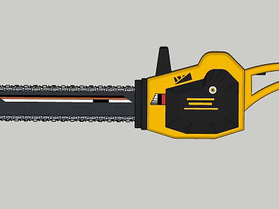 Industrial Equipment Yellow And Black Chainsaw With Sharp Chain And Ergonomic Handle 3d model