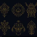 Ornate Gold Wall Decor With Intricate Floral Patterns And Decorative Elements 3d model