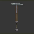 Medieval Weapon Hammer Featuring Metal Head Wooden Handle and Decorative Edges