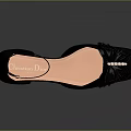Black Velvet Women Shoes With Ankle Strap Block Heel And Blue Butterfly Decoration