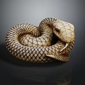 Intricate Coiled Snake Sculpture With Detailed Scales And Realistic Form