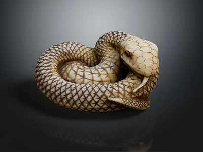 Intricate Coiled Snake Sculpture With Detailed Scales And Realistic Form 3d model