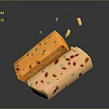 Two Delicious Pastry Pieces With Colorful Red Green Yellow Bits Falling