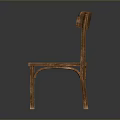 Vintage Wooden Single Chair With Brown Leather Seat And Simple Design Structure