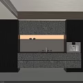 Modern Dark Sideboard With Textured Panels Storage Cabinets And Countertop Appliance