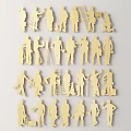 Modern Wooden Wall Decor With Silhouette Figures For Home Interior Design