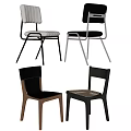 Modern Dining Chairs With Metal Wooden Legs And Upholstered Woven Seats