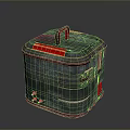 Modern Gray Metal Storage Box With Red Handle And Sturdy Design