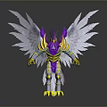 Woman Themed Creature With White Wings Purple Yellow Decor Yellow Claws And Gray Background