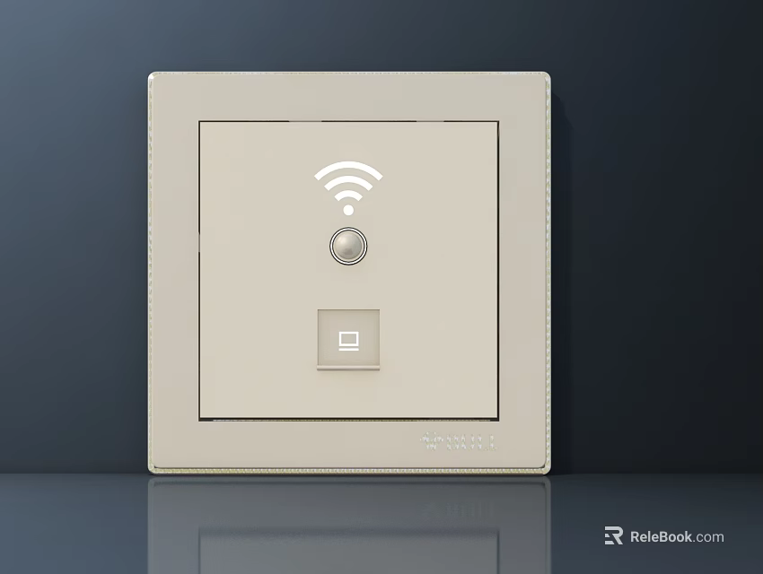 TV Background Wall With Smart Switch Panel WiFi Icon Button And QR Code 3d model 