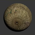 Vintage Globe With Hand Drawn Map Details Latitude Longitude Lines And Colored Regions