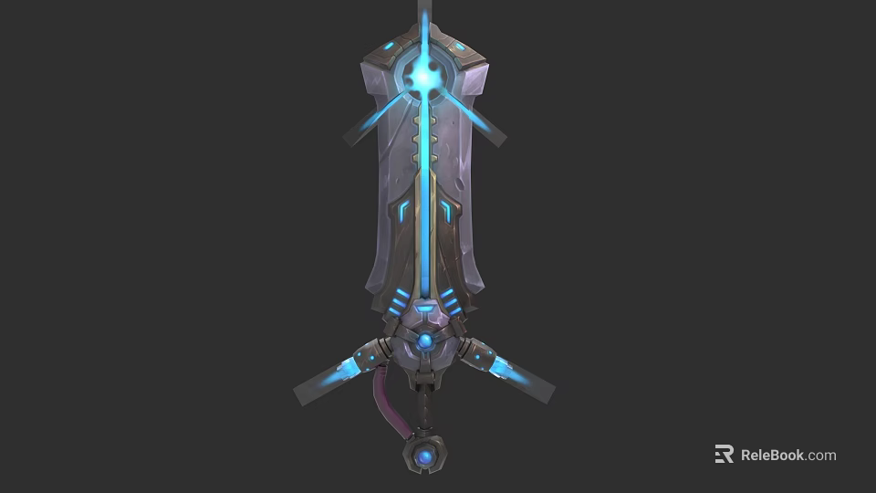 Futuristic Sci Fi Weapon Featuring Blue Glowing Lights And Advanced Mechanical Design 3d model 