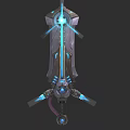Futuristic Sci Fi Weapon Featuring Blue Glowing Lights And Advanced Mechanical Design