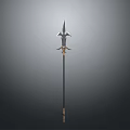 Elegant Medieval Spear With Intricate Spearhead Black Shaft And Golden Accents