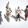 Diverse Game and Movie Fantasy Characters in Warrior Armor and Action Poses
