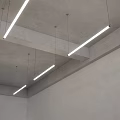 Modern Linear Pendant Lights On Concrete Ceiling For Minimal Interior Design 3d model