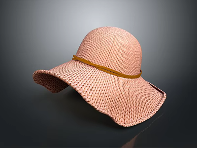 Realistic Style Straw Hat Hat Wide-brimmed Hat Straw Hat Ribbon Summer Accessories Outdoor Sunshade Fashion Single Vintage Style 3d model