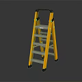 Yellow Folding Step Ladder With Black Handrail Four Steps And Non Slip Feet
