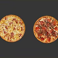 Delicious Freshly Baked Pizzas With Cheesy Ham And Pepperoni Toppings On Golden Crust