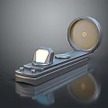 Shiny Metal Mechanical Device with Circular Dial and Square Structure on Reflective Surface 3d model