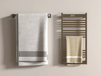 Modern Bathroom Rack Featuring Heated Towels and 23℃ Temperature Indicator 3d model