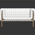 White Diamond Pattern Multi Seater Sofa With Knitted Fabric And Wooden Legs