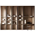 Modern Decorative Cabinet Solid Wood Desk Bookcase Work Area Decorative Cabinet Combination Desktop Decorative Table Lamp Combination Decorative Cabinet Bookcase Shelf Jewelry Ornaments Combination 3d model