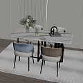 Modern Dining Table Set With Marble Top Metal Legs And Upholstered Chairs