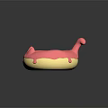 Cute Cartoon Cat Shaped Donut With Pink Frosting Yellow Base And Smiling Face