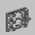 Industrial Metal Mechanical Component With Square Frame And Multiple Rollers Design 3d model