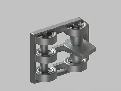Industrial Metal Mechanical Component With Square Frame And Multiple Rollers Design 3d model