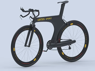 Black LOTUS SPORT Racing Bicycle With Sleek Design And Yellow Wheel Accents 3d model