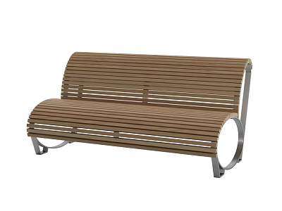 Stylish Outdoor Bench With Wooden Slats And Durable Metal Frame Design 3d model