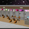 Hairdressing Beauty Exhibition Booth Interior With Display Cabinets Products And Consultation Seating Area