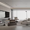 Modern Minimalist Open Plan Living And Dining Room With Elegant Neutral Tone Home Interior Design