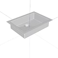 Stainless Steel Single Bowl Square Kitchen Sink with Central Drain and Flat Edge