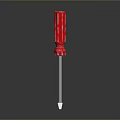 Red Screwdriver With Ergonomic Handle For Household Repair And Maintenance