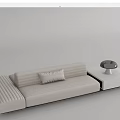Modern Beige Sectional Sofa With Decorative Pillow And Side Coffee Table 3d model